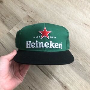 Heineken Embroidered Snap Back Trucker Green and Black Cap